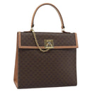 CELINE Macadam Canvas Hand Bag PVC Leather Brown Gold Auth mr2743-1