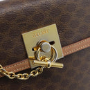 CELINE Macadam Canvas Hand Bag PVC Leather Brown Gold Auth mr2743-14