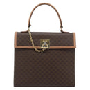 CELINE Macadam Canvas Hand Bag PVC Leather Brown Gold Auth mr2743-2