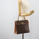 CELINE Macadam Canvas Hand Bag PVC Leather Brown Gold Auth mr2743-23