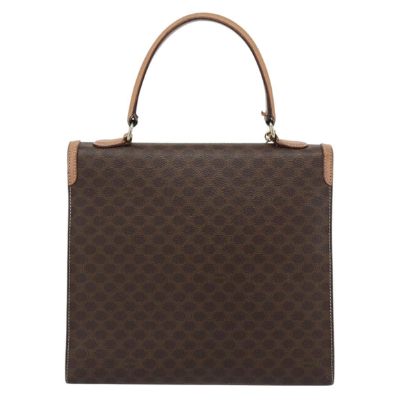CELINE Macadam Canvas Hand Bag PVC Leather Brown Gold Auth mr2743