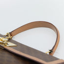 CELINE Macadam Canvas Hand Bag PVC Leather Brown Gold Auth mr2743-8