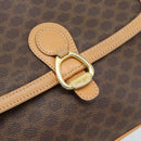 CELINE Macadam Canvas Shoulder Bag PVC Leather Brown Gold Auth mr2744A-14