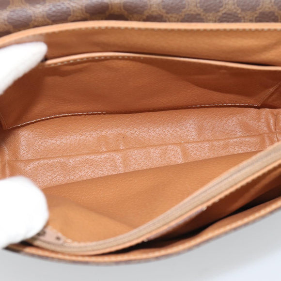 CELINE Macadam Canvas Shoulder Bag PVC Leather Brown Gold Auth mr2744A