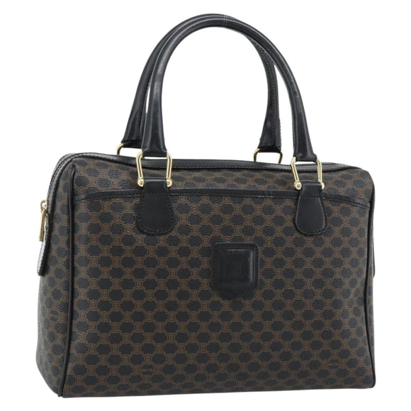 CELINE Macadam Canvas Hand Bag PVC Leather Black Gold Auth mr2745A