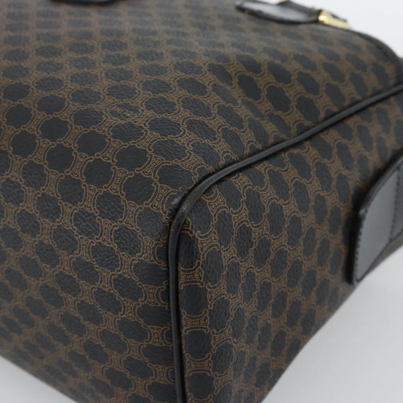 CELINE Macadam Canvas Hand Bag PVC Leather Black Gold Auth mr2745A