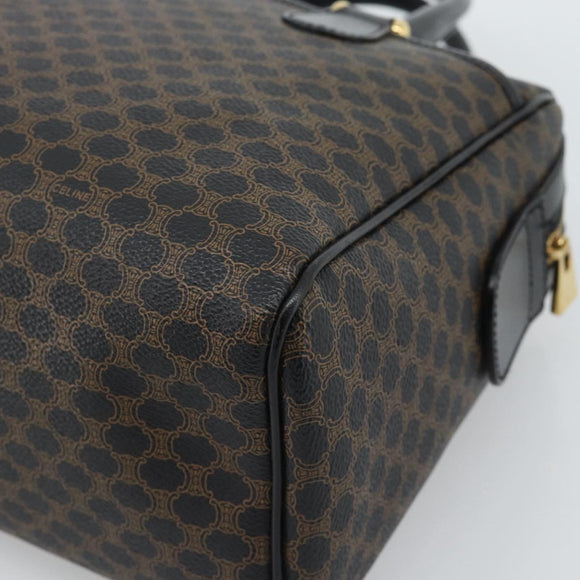 CELINE Macadam Canvas Hand Bag PVC Leather Black Gold Auth mr2745A
