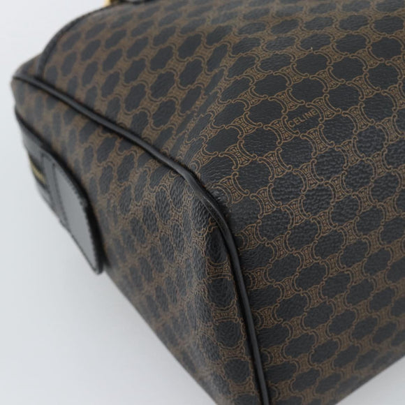 CELINE Macadam Canvas Hand Bag PVC Leather Black Gold Auth mr2745A