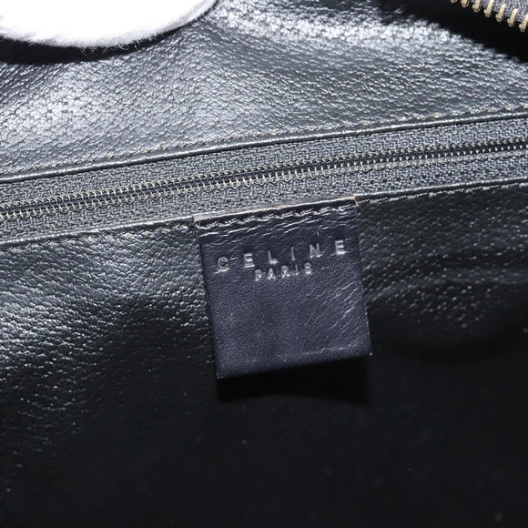 CELINE Macadam Canvas Hand Bag PVC Leather Black Gold Auth mr2745A