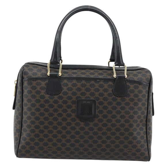 CELINE Macadam Canvas Hand Bag PVC Leather Black Gold Auth mr2745A