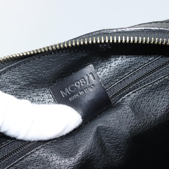 CELINE Macadam Canvas Handtas PVC Leer Zwart Goud Auth mr2745A