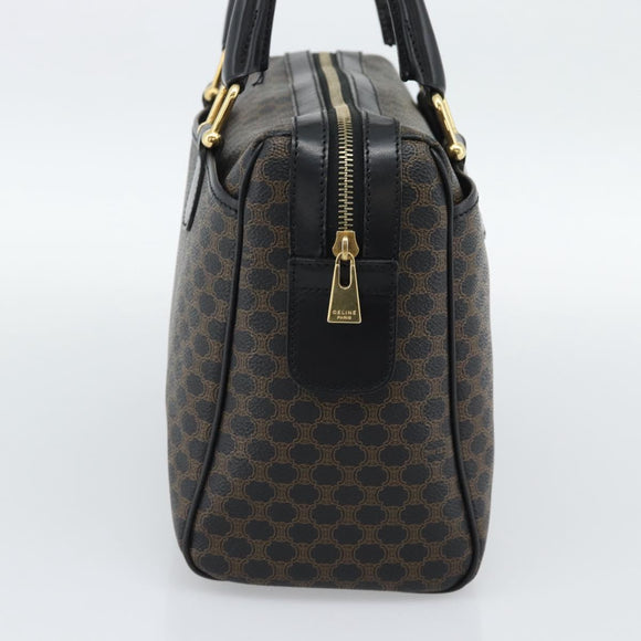 CELINE Macadam Canvas Hand Bag PVC Leather Black Gold Auth mr2745A