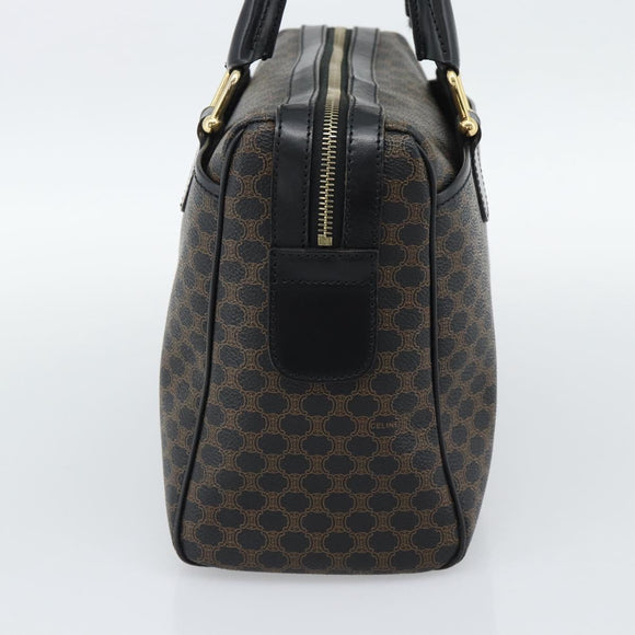 CELINE Macadam Canvas Handtas PVC Leer Zwart Goud Auth mr2745A