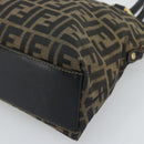FENDI Zucca Canvas Hand Bag Black Brown Auth mr2746-9