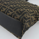 FENDI Zucca Canvas Hand Bag Black Brown Auth mr2746-15