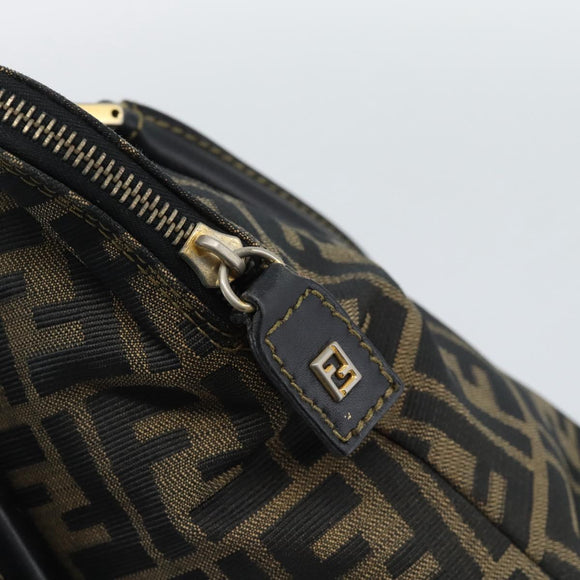 FENDI Zucca Canvas Hand Bag Black Brown Auth mr2746