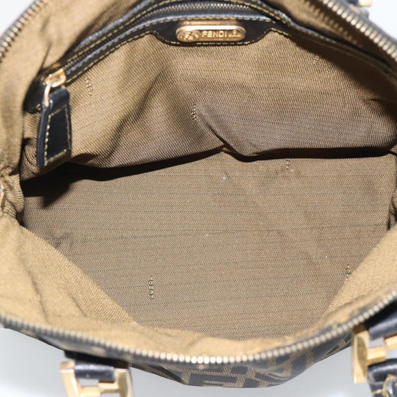 FENDI Zucca Canvas Hand Bag Black Brown Auth mr2746