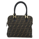 FENDI Zucca Canvas Hand Bag Black Brown Auth mr2746-13