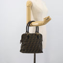 FENDI Zucca Canvas Hand Bag Black Brown Auth mr2746-21