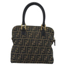 FENDI Zucca Canvas Hand Bag Black Brown Auth mr2746-2
