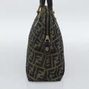 FENDI Zucca Canvas Hand Bag Black Brown Auth mr2746-3