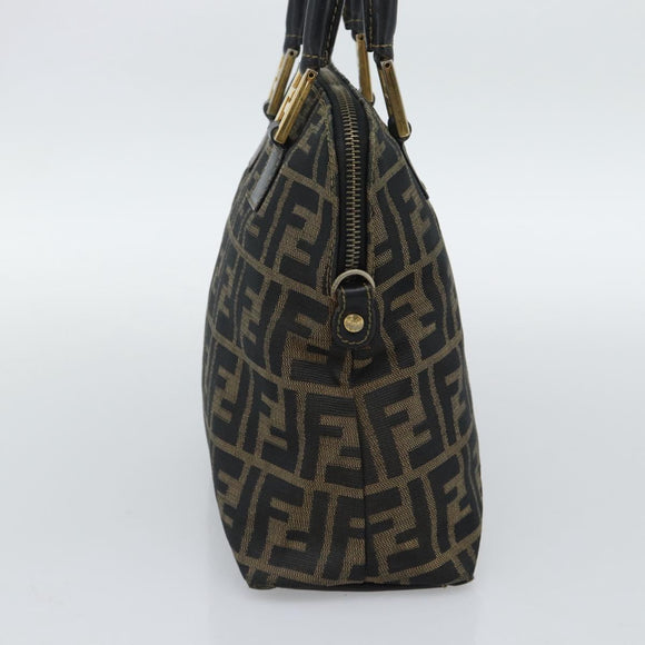 FENDI Zucca Canvas Hand Bag Black Brown Auth mr2746