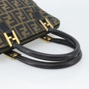FENDI Zucca Canvas Hand Bag Black Brown Auth mr2746-7