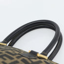 FENDI Zucca Canvas Hand Bag Black Brown Auth mr2746-8