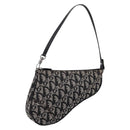 Christian Dior Trotter Canvas saddle Accessory Pouch Black Silver Auth mr2747A-1