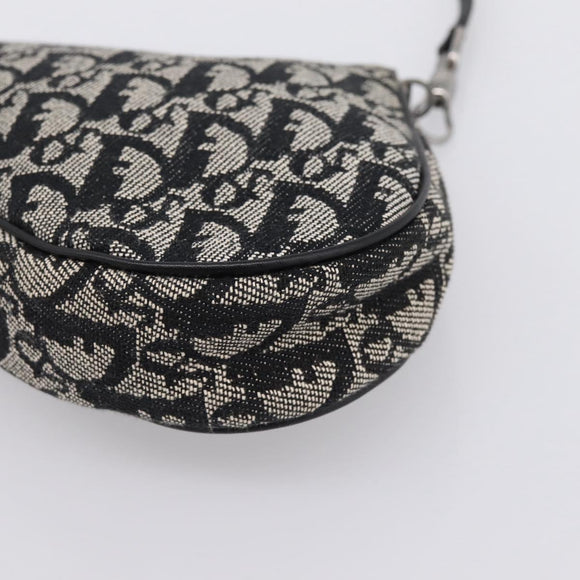 Christian Dior Trotter Canvas saddle Accessory Pouch Black Silver Auth mr2747A