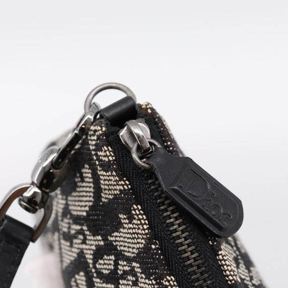 Christian Dior Trotter Canvas saddle Accessory Pouch Black Silver Auth mr2747A