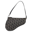 Christian Dior Trotter Canvas saddle Accessory Pouch Black Silver Auth mr2747A-2