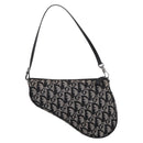Christian Dior Trotter Canvas saddle Accessory Pouch Black Silver Auth mr2747A-3
