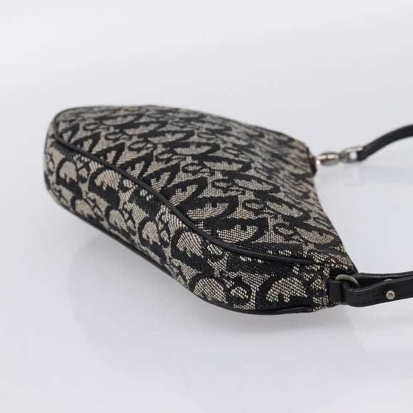 Christian Dior Trotter Canvas saddle Accessory Pouch Black Silver Auth mr2747A