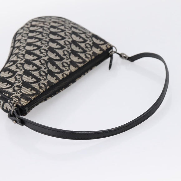Christian Dior Trotter Canvas saddle Accessory Pouch Black Silver Auth mr2747A