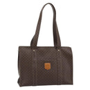 CELINE Macadam Canvas Tote Bag PVC Leather Brown Gold Auth mr2749-1