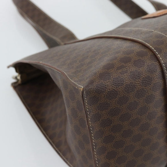 CELINE Macadam Canvas Tote Bag PVC Leather Brown Gold Auth mr2749