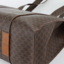 CELINE Macadam Canvas Tote Bag PVC Leather Brown Gold Auth mr2749-15