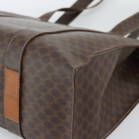 CELINE Macadam Canvas Tote Bag PVC Leather Brown Gold Auth mr2749