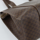 CELINE Macadam Canvas Tote Bag PVC Leather Brown Gold Auth mr2749-16