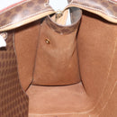 CELINE Macadam Canvas Tote Bag PVC Leather Brown Gold Auth mr2749-19