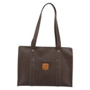 CELINE Macadam Canvas Tote Bag PVC Leather Brown Gold Auth mr2749-13