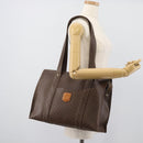 CELINE Macadam Canvas Tote Bag PVC Leather Brown Gold Auth mr2749-22