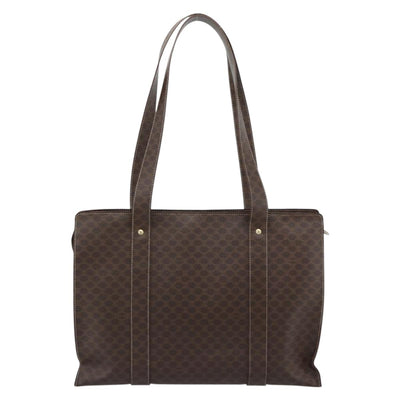 CELINE Macadam Canvas Tote Bag PVC Leather Brown Gold Auth mr2749 - 0