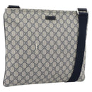 GUCCI GG Supreme Shoulder Bag PVC Navy Silver 201446 Auth mr2750A-1
