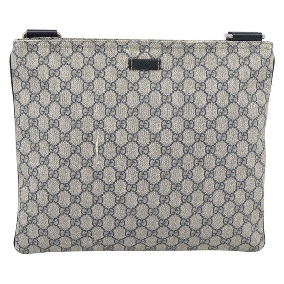 GUCCI GG Supreme Shoulder Bag PVC Navy Silver 201446 Auth mr2750A