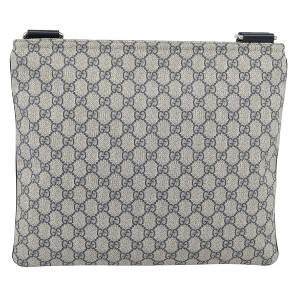 GUCCI GG Supreme Shoulder Bag PVC Navy Silver 201446 Auth mr2750A