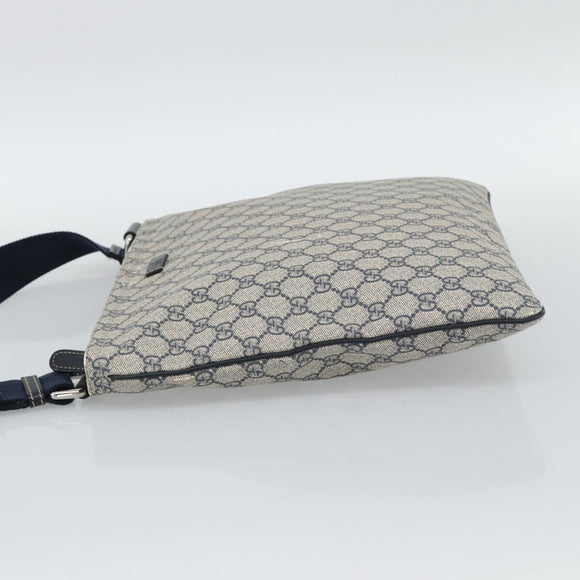GUCCI GG Supreme Shoulder Bag PVC Navy Silver 201446 Auth mr2750A