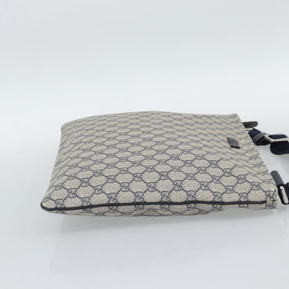 GUCCI GG Supreme Shoulder Bag PVC Navy Silver 201446 Auth mr2750A
