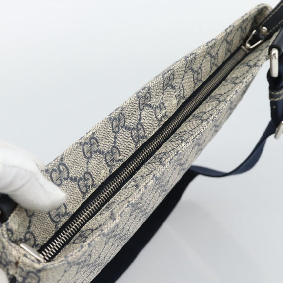 GUCCI GG Supreme Shoulder Bag PVC Navy Silver 201446 Auth mr2750A